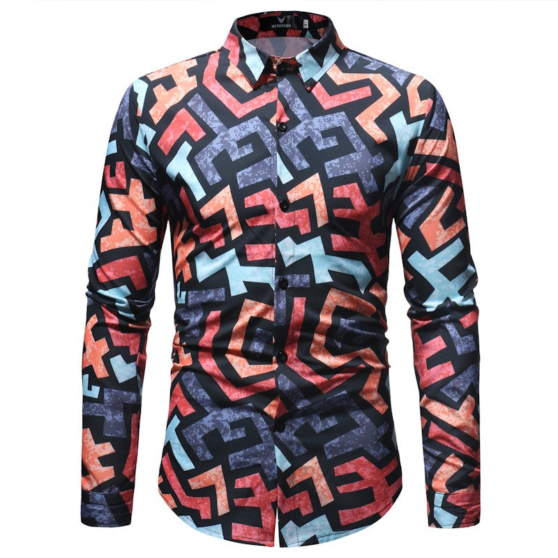 New Fashion Mens Print Shirt