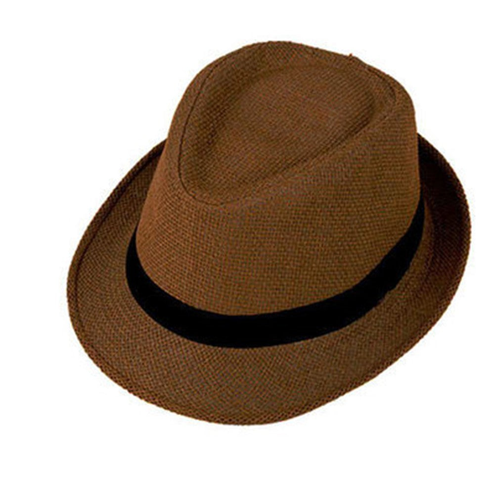 Summer Sun Hat Beach Fashion Cap Fedora Trilby Gangster Cap Beach Sun Straw Panama Hat