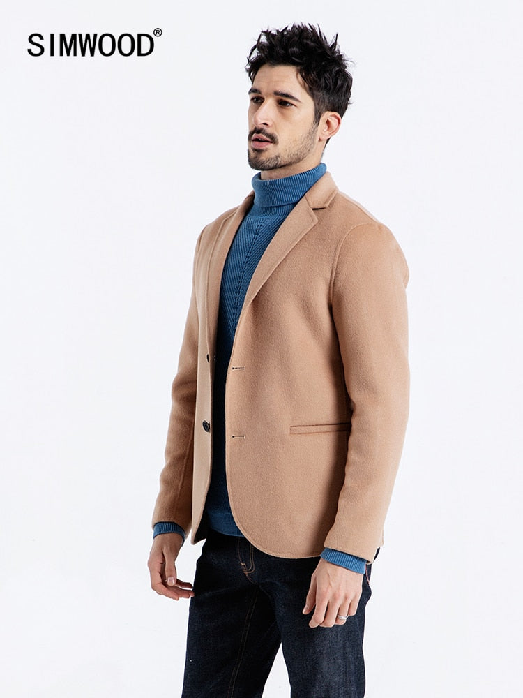 SIMWOOD 2019 Spring Men Blazers Smart Casual Single Breasted Wool Coats Fashion High Quality Male Suits Brand Clothing 190077