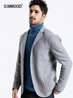 SIMWOOD 2019 Spring Men Blazers Stripe Smart Casual Single Breasted Fashion Slim Male Wool Suits Brand Clothing 190078